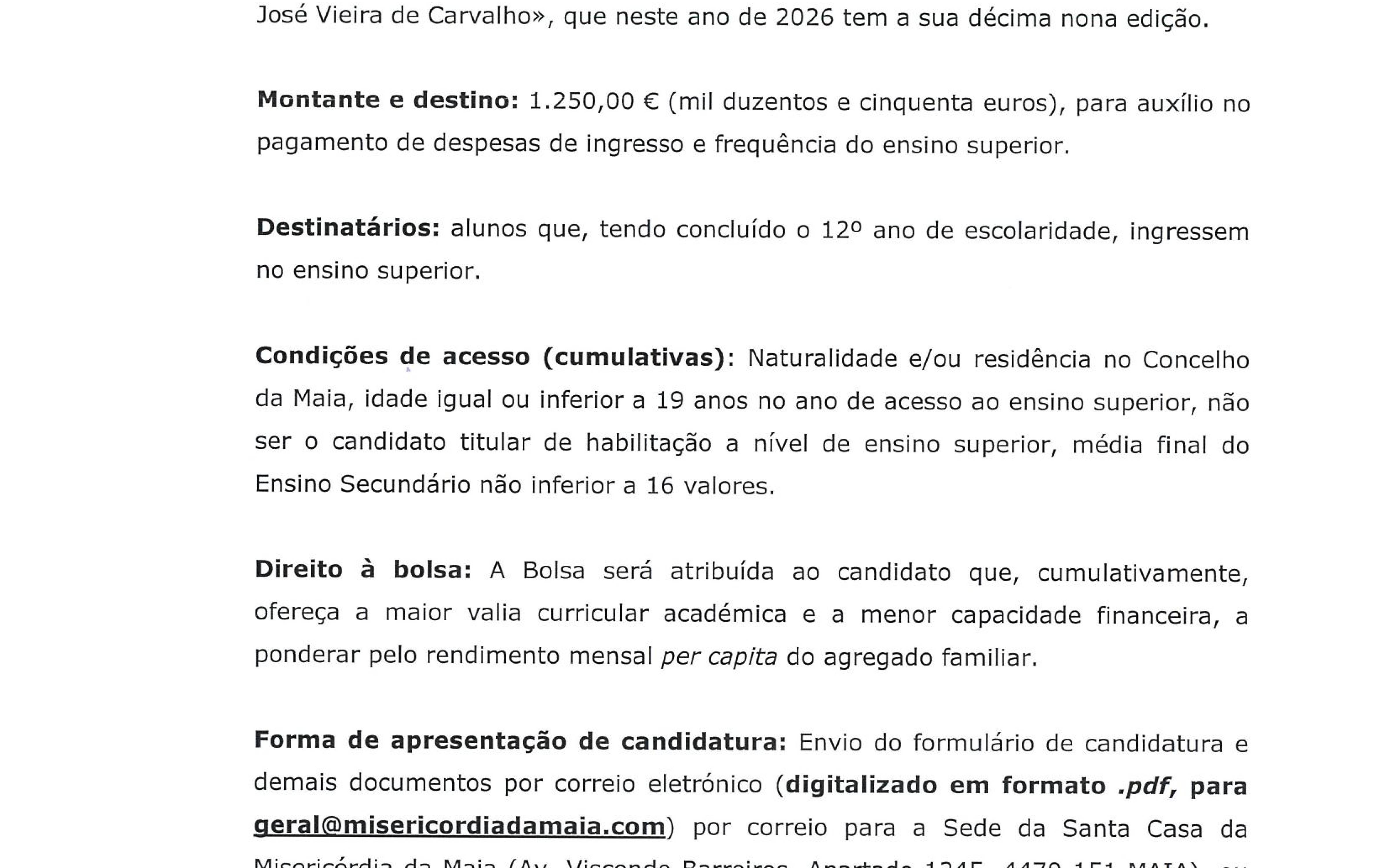 Bolsa de Estudo Prof. Doutor José Vieira de Carvalho